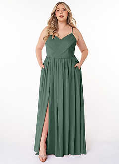 Azazie Cora Bridesmaid Dresses Sea Moss A-Line Pleated Chiffon Dress image6
