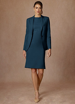front Kennedy Dark Navy Refined Weave Performance Dress