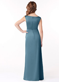 Azazie Sadia Junior Bermuda A-Line Pleated Stretch Satin Dress image3