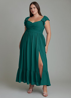 Azazie Anaya Bridesmaid Dresses Peacock A-Line Sweetheart Neckline Chiffon Dress image8