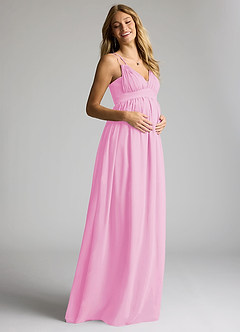 Azazie Emree Maternity Bridesmaid Dresses A-Line Chiffon Floor-Length Dress image2