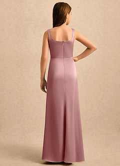 Azazie Noah Girls Formal Flower Girl Dresses Dusty Rose Sheath Pleated Stretch Satin Dress image2