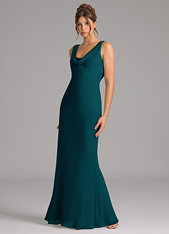 Azazie Rylina Bridesmaid Dresses Pine Mermaid Pleated Chiffon Dress image4