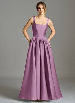 Azazie Verina Bridesmaid Dresses Wisteria A-Line Pleated Stretch Satin Dress image3