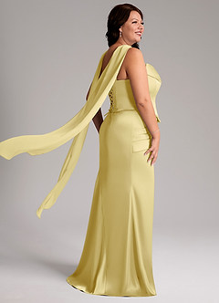 Azazie Sorrel Vestidos de damas de honor Vestido de Sorbete De Limón de Satén Elástico de Corte Sirena Convertible con Sin tirantes image8