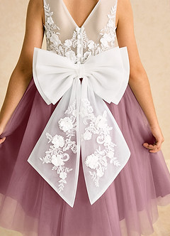 Azazie Lina Flower Girl Dresses Ivory Vintage Mauve Ball-Gown Lace Dress image7