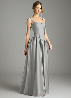 Azazie Evadina Suknie dla druhen Linia A Gorset Satyna elastyczna Do ziemi Sukienka image4