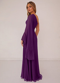 Barbie ♥ Azazie Bridesmaid Dresses Grape A-Line Long Sleeve Chiffon Dress image2