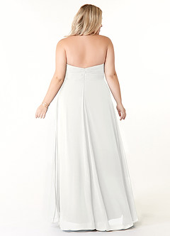 Azazie Tessie Vestidos de damas de honor Vestido de Blanco de Gasa de Corte en A con Cuello en V plisado image7