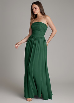 Azazie Andreina Bridesmaid Dresses Dark Green A-Line Pleated Chiffon Dress image5