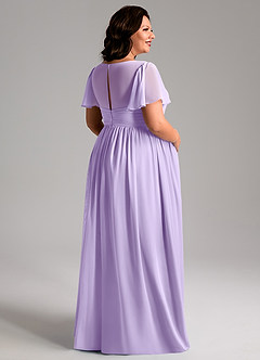 Azazie Verna Brautjungfernkleider für Schwangere A-Linie V-Hals Gerüscht Chiffon Bodenlänge Kleid image8