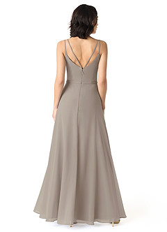 Azazie Janine Abiti da Damigella Abito A-Line in Chiffon con Scollo a V Taupe image4