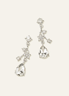 front Crystal Rhinestone Necklace and Earrings Set