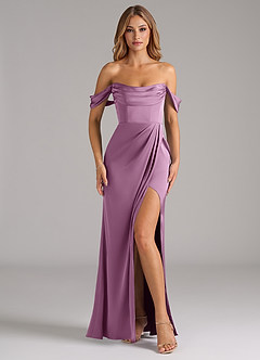 Azazie Johana Bridesmaid Dresses Wisteria Mermaid Off the Shoulder Stretch Satin Convertible Dress image3