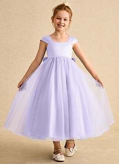Azazie Chickadee Flower Girl Dresses Lilac Ball-Gown Sweetheart Neckline Matte Satin Dress image4