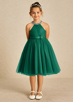 Azazie Honey Final Sale Agave A-Line Beaded Matte Satin Dress image1