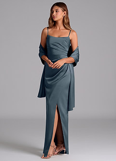 Azazie Calandra Bridesmaid Dresses Twilight A-Line Pleated Stretch Satin Dress image5