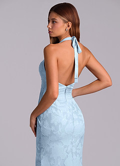 Azazie Valerie 신부 들러리 드레스 인어 주름진 플로럴 번아웃 바닥 길이 드레스 image2