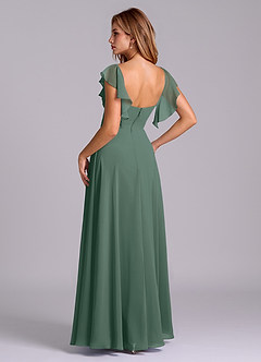 Azazie Leilani Robes de demoiselle d'honneur Robe Trapèze en Mousseline de soie Plissée Mousse De Mer image5