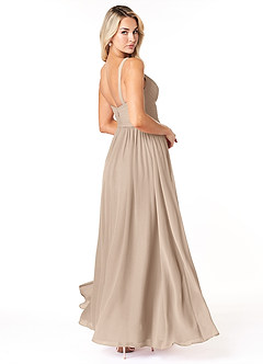Azazie Chanel Bridesmaid Dresses Taupe A-Line Pleated Chiffon Dress image5