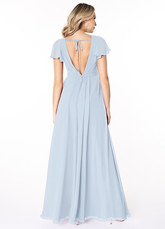 Azazie Reverie Bridesmaid Dresses A-Line V-Neck Ruched Chiffon Floor-Length Dress image2