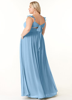 Azazie Metz Bridesmaid Dresses Steel Blue A-Line Sweetheart Ruched Chiffon Dress image10