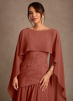 Azazie Flossie Kleider für die Brautmutter A-Linie Plissee Chiffon Kleid Rotbraun image6