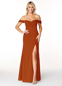 Azazie Joretta Final Sale Paprika A-Line Off the Shoulder Chiffon Convertible Dress image1