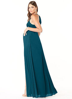 Azazie Annabelle Abiti da damigella d'onore premaman Abito A-Line con Scollo a V a Pieghe Maglia Floor-Length image5