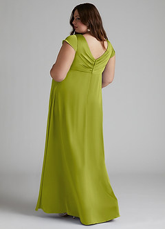 Azazie Allessia Maternity Bridesmaid Dresses A-Line Pleated Stretch Satin Floor-Length Dress image9