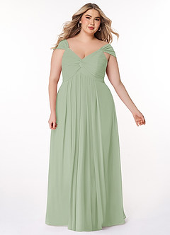 Azazie Kaitlynn Bridesmaid Dresses Dusty Sage Empire Ruched Chiffon Convertible Dress image10