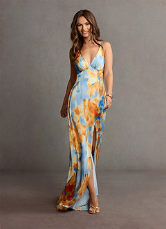 Portia Blue Caribbean Print Maxi Dress image5