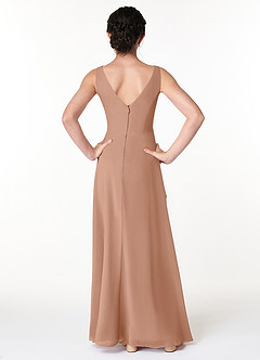 Azazie Kori Junior Champagne Rose A-Line Ruched Chiffon Dress image2