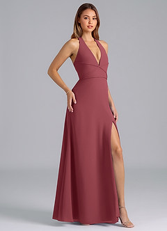 Azazie Odie Bridesmaid Dresses Merlot A-Line Chiffon Dress image1