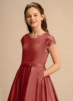 Azazie Bunny Junior Formal Robe Demoiselle D'honneur Fillette Robe Princesse en Dentelle Terracotta image4