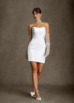 Azazie Erica Wedding Dresses Diamond White Sheath Stretch Satin Dress image7