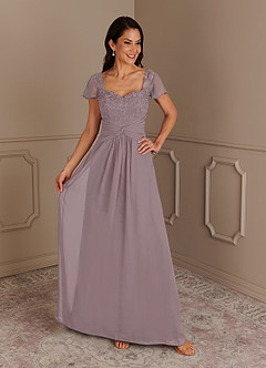 Azazie Gwenyth Mother of the Bride Dresses Dusk A-Line Lace Chiffon Dress image1