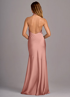 Azazie Lorena Brautjungfernkleider Meerjungfrau-Linie Plissee Stretch-Satin Kleid Rosettenrosa image2