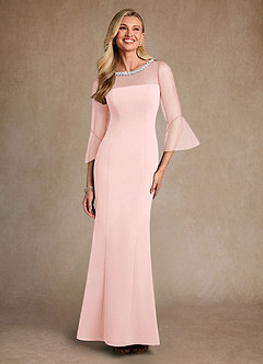 Azazie Bellevie 신부의 어머니 드레스 쉬스 구슬 스트레치 크레이프 플로어 길이 드레스 image1