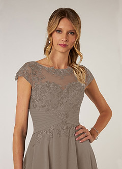 Azazie Shonda vestidos de madre de la novia Vestido de Gris Pardo de Gasa con Encaje image6