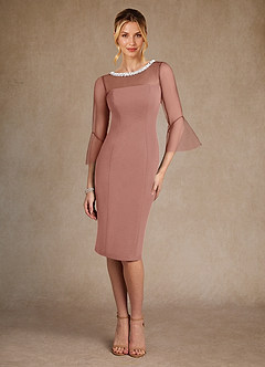 Azazie Bellevue Mother of the Bride Dresses Dusty Rose Sheath Beaded Stretch Crepe Dress image1