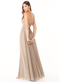 Azazie Aaida Bridesmaid Dresses Taupe A-Line Corset Chiffon Dress image5