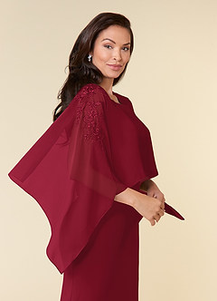 Azazie Maryam Mother of the Bride Dresses Burgundy Sheath Lace Chiffon Dress image4