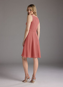 Azazie Shirley Mother of the Bride Dresses Antique Rose A-Line Scoop Pleated Chiffon Dress image7