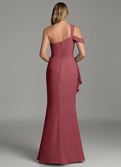 Azazie Ashlynn Vestidos de damas de honor Vestido Merlot de Gasa de Corte Sirena con Hombros descubiertos image5