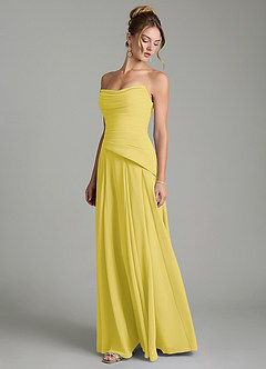 Azazie Gabriela Brautjungfernkleider Eine Linie Korsett Chiffon Kleid Kanarienvogel image6