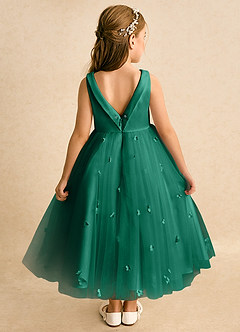 Azazie Angel Flower Girl Dresses Emerald Ball-Gown Bow Tulle Dress image6