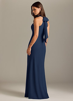Azazie Doretta Bridesmaid Dresses Dark Navy Mermaid Pleated Chiffon Dress image7