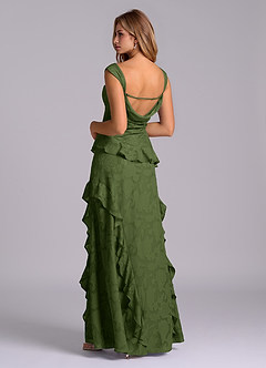 Azazie Sloane Robes de demoiselle d'honneur Robe Trapèze en Blumen-Burnout Encolure en Forme de Cœur Olive image2