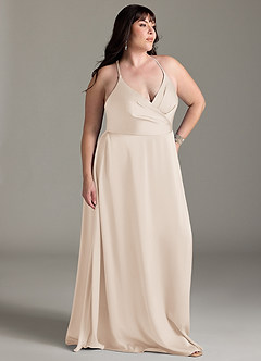 Azazie Davis Bridesmaid Dresses White Alabaster A-Line Pleated Stretch Satin Dress image9